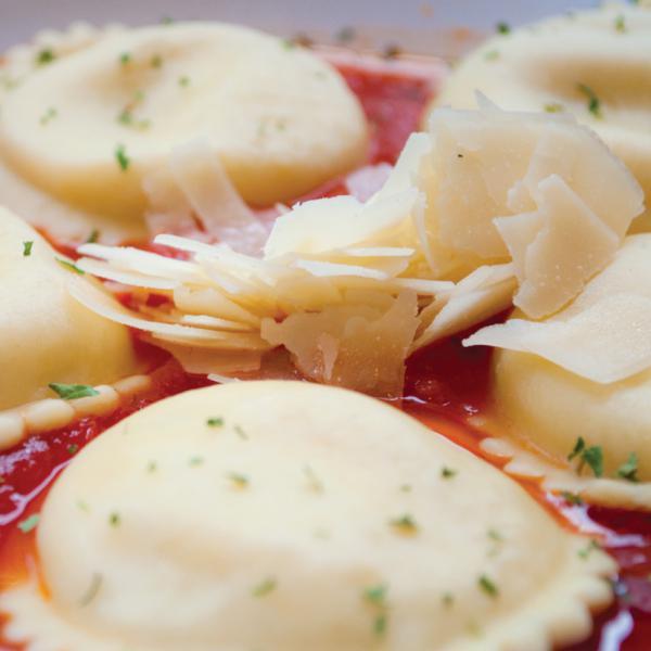 4 Cheese Blend Ravioli · Serves 1-3. Ravioli with marinara sauce stuffed with ricotta, Parmesan, Asiago & Romano cheeses, topped with shaved Asiago cheese and fresh parsley. Served with a side of garlic bread and Romano cheese.
