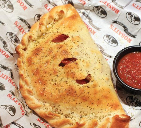 Calzone · Mozzarella cheese wrapped with butter-brushed dough, sprinkled with parmesan and oregano, then baked to perfection. Served with a side of marinara sauce.