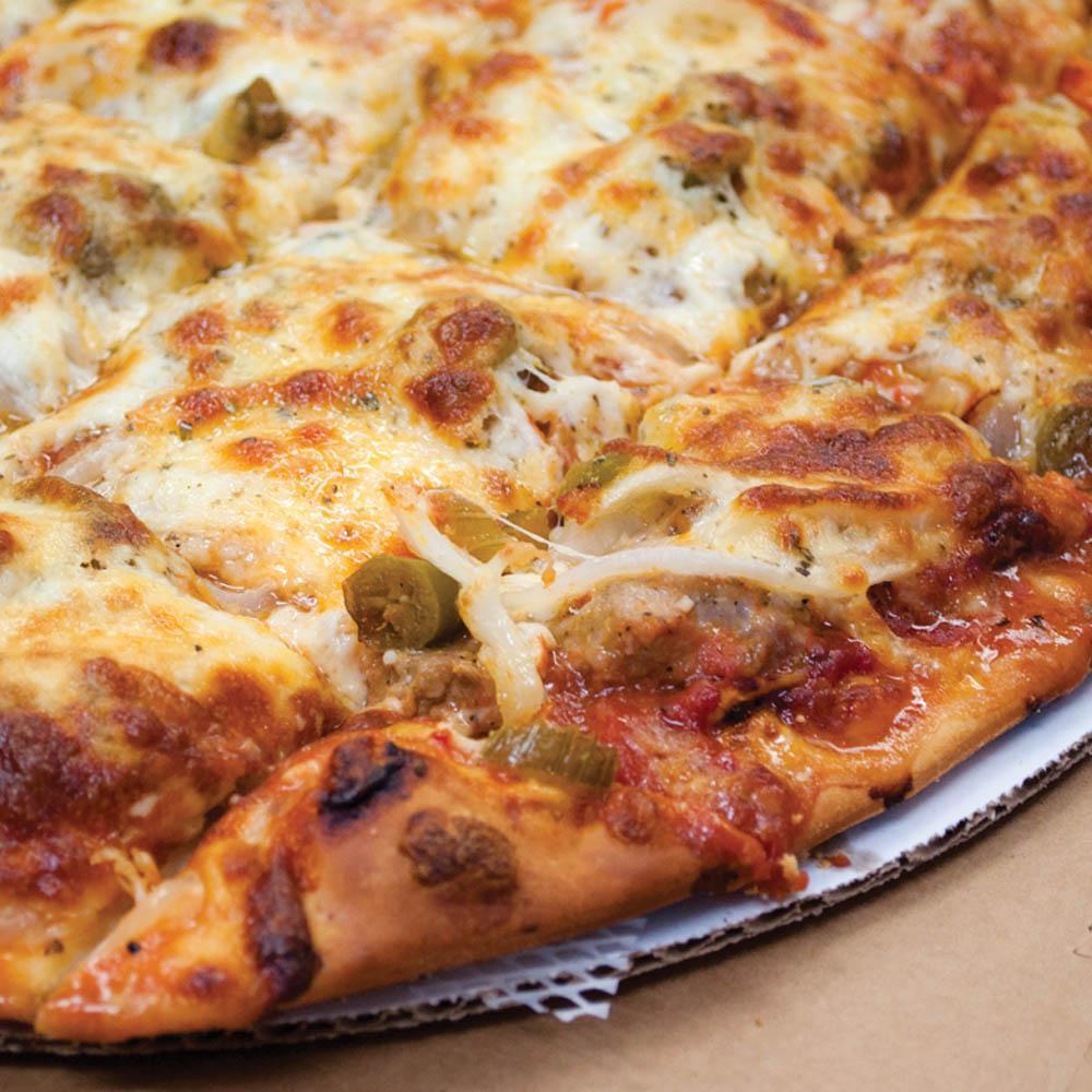 The Windy City Pizza · Gourmet Italian sausage, fresh garlic, onion and Rosati's hot giardiniera.