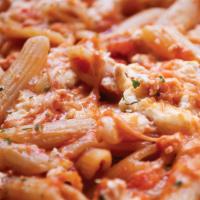 Family Mostaccioli · Served with a tossed salad and garlic bread. Serves four to five people.