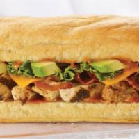 Chipotle Chicken Avocado Sandwich · Grilled chicken, bacon, cheddar, avocado, lettuce, and chipotle sauce. Freshly baked on our ...