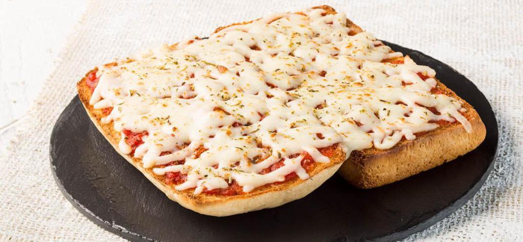 Cheese Pizza Bread · Pizza sauce, Italian seasoning and mozzarella on our artisan bread.