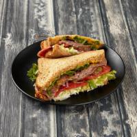 Salami Sandwich · Served with mayo, mustard, lettuce, tomatoes, pickles and onions.