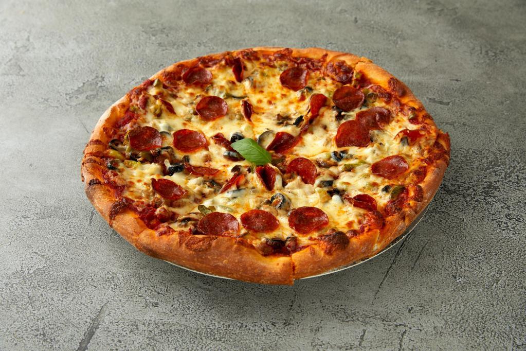 Dileone Special Pizza · Pepperoni, sausage, mushrooms, onions, bell peppers and black olives.