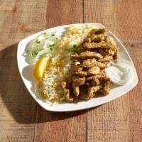 Chicken Shawarma Entrée · Strips of chicken breast marinated with house special seasoning. Served with basmati rice an...