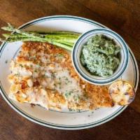Trout Amandine · Sustainable Idaho Trout, Almond Panko Crust, Lemon Butter Sauce, Choice of 2 Sides,
Grilled ...