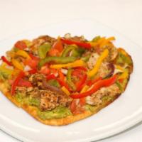 Chicken Fajitas · Served with flat bread, pico de gallo and guacamole. 