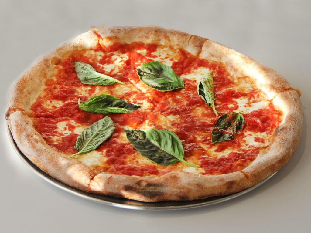 Margherita Pizza  · Classic Neapolitan with fresh fiori di latte mozzarella and organic San Marzano tomatoes.