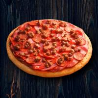 All Meat Pizza · Tomato sauce, mozzarella cheese, Canadian bacon, salami, pepperoni, linguica, ground beef an...