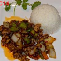 C14. Spicy Lemongrass Chicken Rice Dish · 