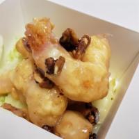 (A) Crispy Walnut Prawns · Walnuts sprinkled over deep-fried prawns in sweet sauce