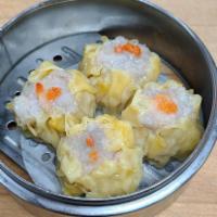 3. Shiu Mai (4 pieces) · Steamed minced shrimp and pork wrapped in wonton skin