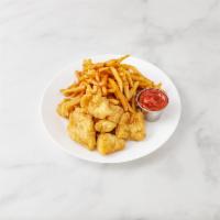 Fish and Chips · Pescado con papa fritas.