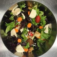 08. U Samba Salad · Mix of lettuce, heart of palm, grape tomato, croutons, shredded Parmesan cheese, baby carrot...