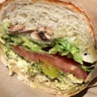 172. The Toad Sandwich · Avocado, grilled mushrooms, marinara and provolone.