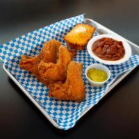 Whole Wing Platter · 3 whole wings with choice of side, served with white bread and pickles. Your choice of dippi...