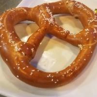 Charbroiled NY Pretzel · Jumbo cart pretzel with mustard.