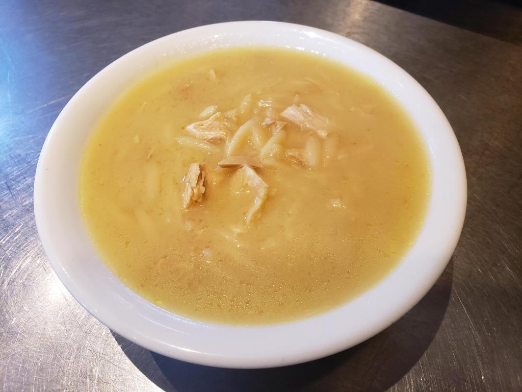 Avgolemono Soup · Traditional chicken, lemon and orzo. Served with crackers. 