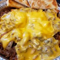 Philly Cheese Steak Bowl · Thinly sliced Black Angus ribeye steak with sauteed onions and melted American cheese.