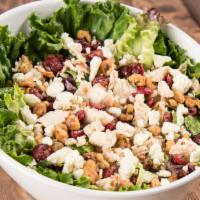 Balsamic Chicken Salad · Grilled chicken breast, mixed greens, basil, Gorgonzola cheese, walnuts, dried cranberries a...