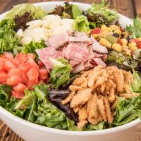 Cap's Chopped Salad · Think our popular Italian sub but on a salad! Salami, capacolla, prosciuttini, provolone che...