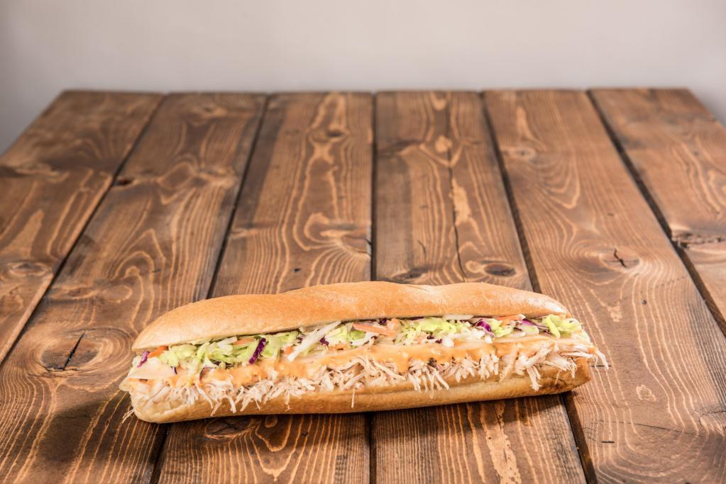 Cole Turkey Sub · The name is Turkey, Cole Turkey. A turkey sub filled with slow-roasted turkey, cole slaw, provolone cheese, Russian dressing and mayo. 