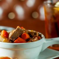 Father's Stew · Green beans, corn, peas, carrots, potatoes and slow roasted tender chunks of beef.