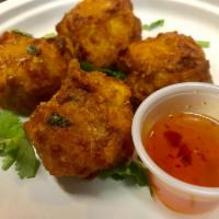 Golden Fritters · Fried chicken-shrimp with sweet chili sauce.