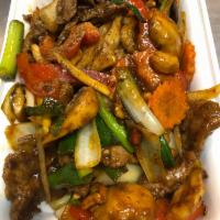 Sauteed Cashew Nuts Sauce · Sauteed cashew nuts, onions, mushrooms, scallions, bell peppers and carrots in chili paste s...