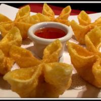6 Pieces Crab Wontons · Deep -fried wontons stuffed with imitation crabmeat and cream cheese. Served with a sweet ch...