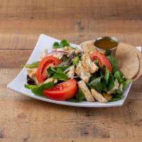 Chicken Breast Salad · Grilled chicken breast salad with choice of house salad or Caesar salad. Served with wheat p...