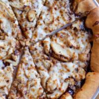 BBQ Chicken Pizza · Authentic barbecue sauce and tender chicken strips. 