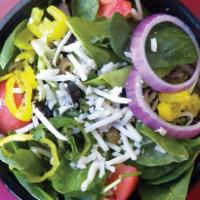 Italian Salad · The perfect salad for pairing with pizza! Our Italian salad is a bed of spring mix, romaine,...