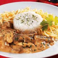 Beef Stroganoff · Stroganoff is a very popular plate in Brazil. Here you can try our own version of Beef toppe...
