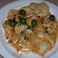 Pollo alla Livornese with Pasta · Chicken sauteed with onions, capers, green olives, white wine and touch of marinara sauce. S...