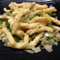 Deep-Fried Calamari with Jalapeno and Onions · Hot and spicy.