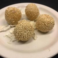 Mini Sesame Seed Balls(4) · Pastry made from rice flour and coated with sesame seeds.