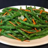 Tangy Spicy Green Bean with Jalapeno · Served with steamed or fried rice. Hot and spicy.