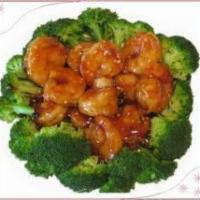 Sesame Shrimp · Large shrimps lightly battered and deep fried until crispy brown and topped with our chef's ...