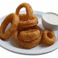 Beer Battered Onion Rings · Served with ranch sauce.