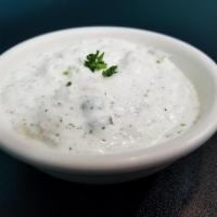 cucumber yogurt · Diced Cucumber, fresh Dill, Greek Yogurt