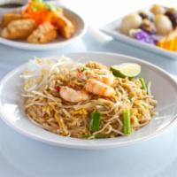 1. Pad Thai · Stir fried rice noodles with egg, green onions, bean sprouts, fried tofu and ground peanut.