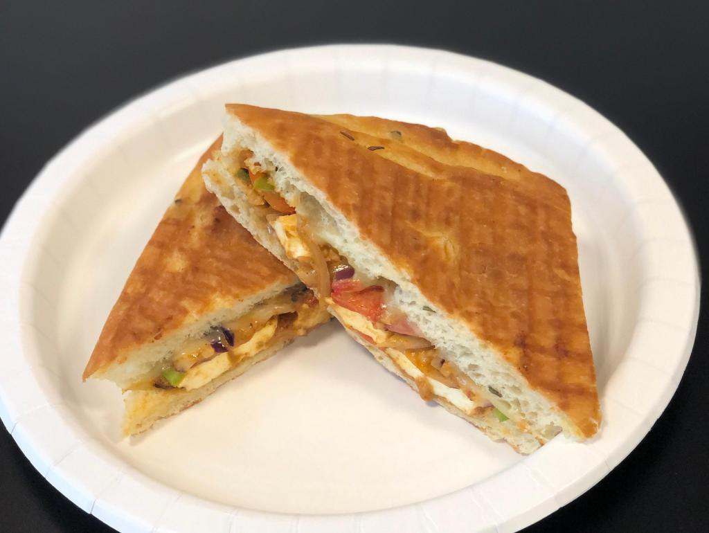 *Chicken Tikka Masala Panini Sandwich - NEW! · *Chicken Tikka Masala Panini Sandwich - NEW!
Our Seasoned Chicken (marinated & savory), Tikka Masala sauce, Chipotle Mayo, PepperJack Cheese on focaccia bread.*Entree designed as is. No mix-in or protein substitutions please*. 