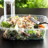 Grilled Chicken Salad (Design Your Own Salad) · Grilled chicken, any 3 mix-ins, cheese, greens, dressing.