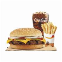Quarter Pound King Meal · Featuring flame-grilled 100% beef, topped with all of our classic favorites: American cheese...