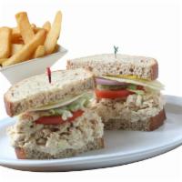 Albacore Tuna Sandwich · Albacore tuna, lettuce, tomatoes, red onion, provolone cheese, mayo and mustard. Served on w...