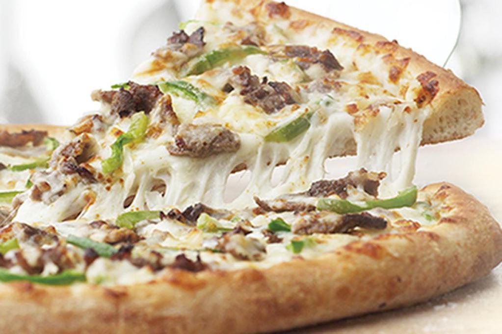 Philly Steak Pizza · Philly Steak, Onions, Green Pepper, & Special Sauce