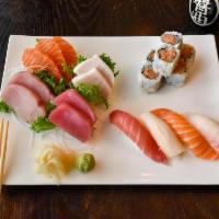 Sushi and Sashimi for 1 · Nine pieces of sashimi, four pieces sushi and crunchy spicy tuna roll. Served with soup and ...