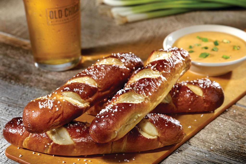 BAVARIAN PRETZEL STICKS · Four Bavarian pretzel sticks, mustard cheese sauce made with Guinness.