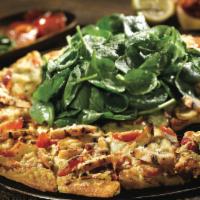 TUSCAN CHICKEN WITH SPINACH · Lemon garlic sauce, sun-dried tomatoes, applewood-spiced chicken, tomatoes, roasted garlic, ...